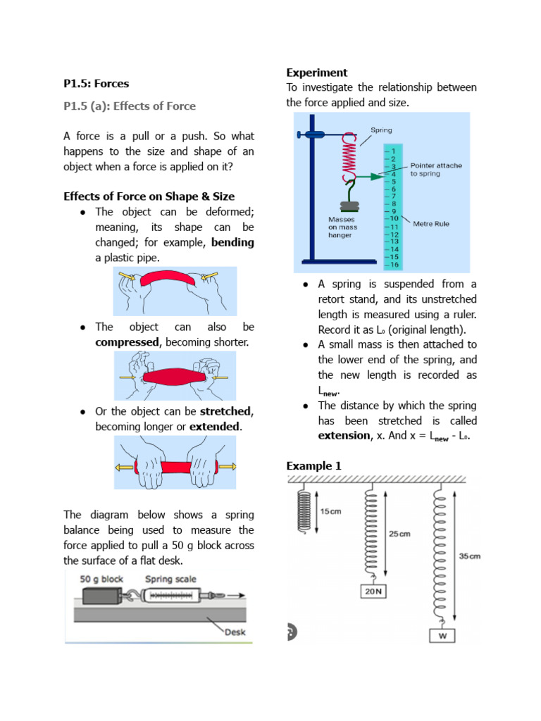 P1.5 (A) - Effects of Force | PDF | Force | Weight