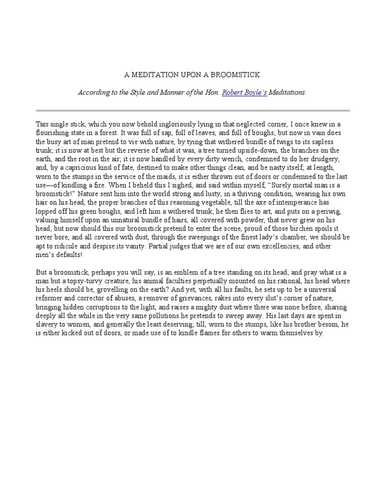 Swift A Meditation Upon A Broomstick PDF