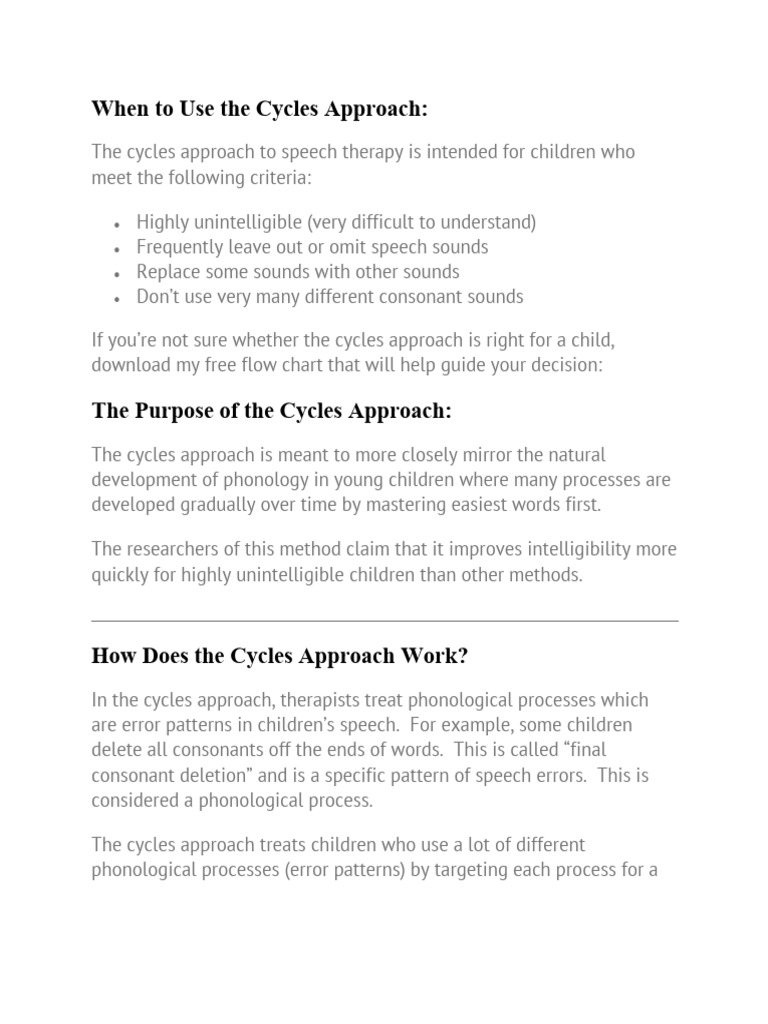 Understanding the Cycles Approach in Speech Therapy | PDF | Consonant ...