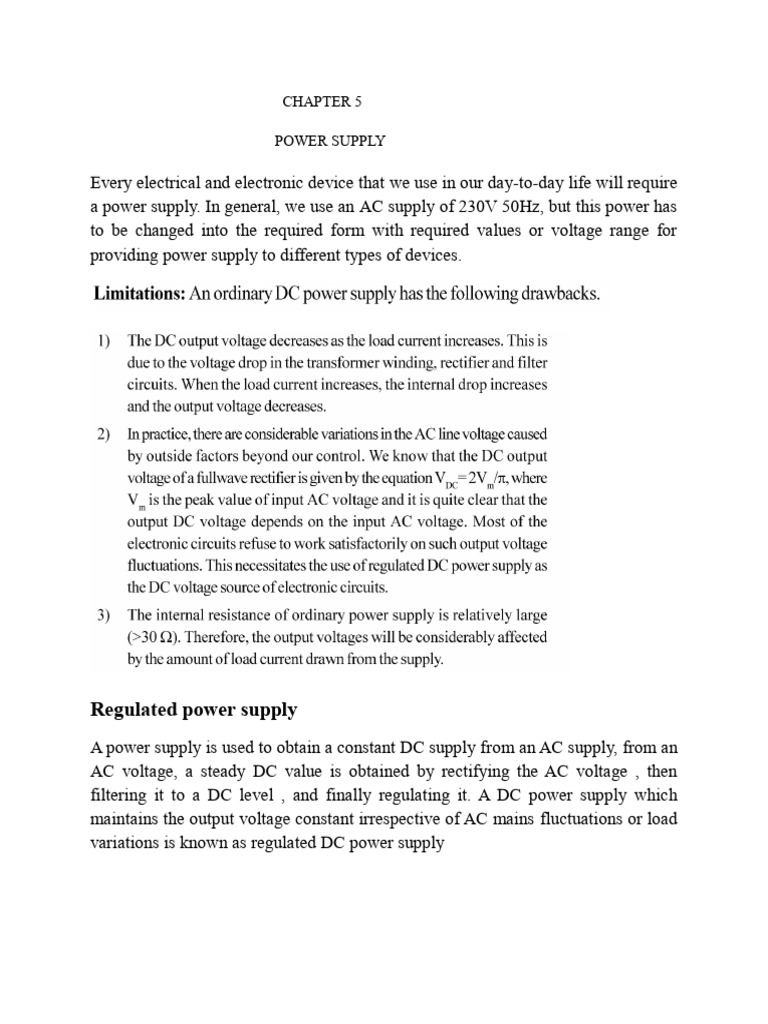 Power Supply Types and Voltage Regulation | PDF | Power Supply | Rectifier