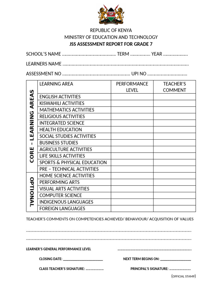 Grade 7 Report Book | PDF