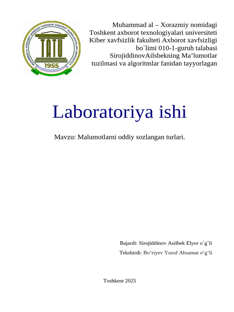 Labaratoriya 1 | PDF