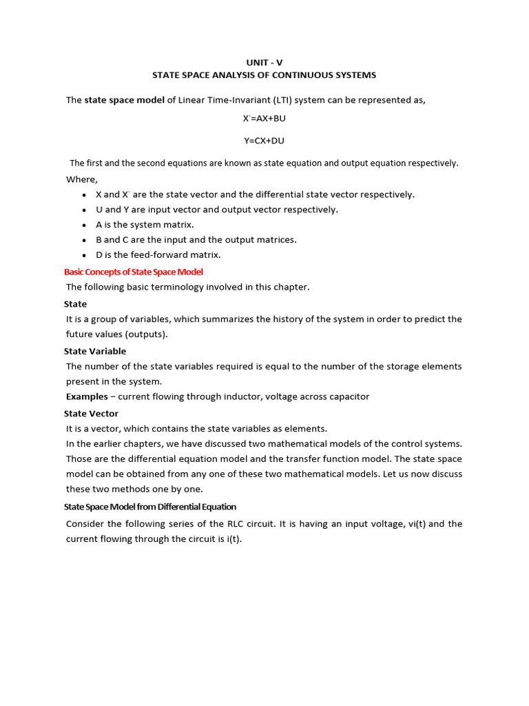 State Space Analysis of LTI Systems | PDF | Matrix (Mathematics ...