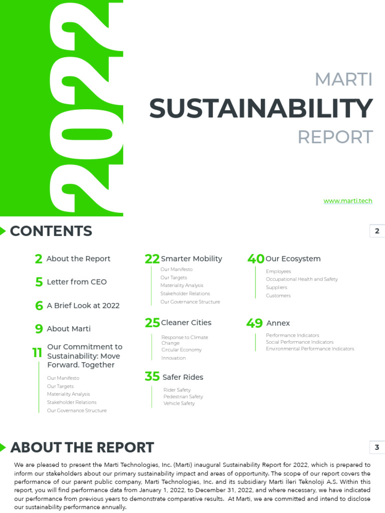 Marti 2022 Sustainability Report | PDF | Sustainability | Economies