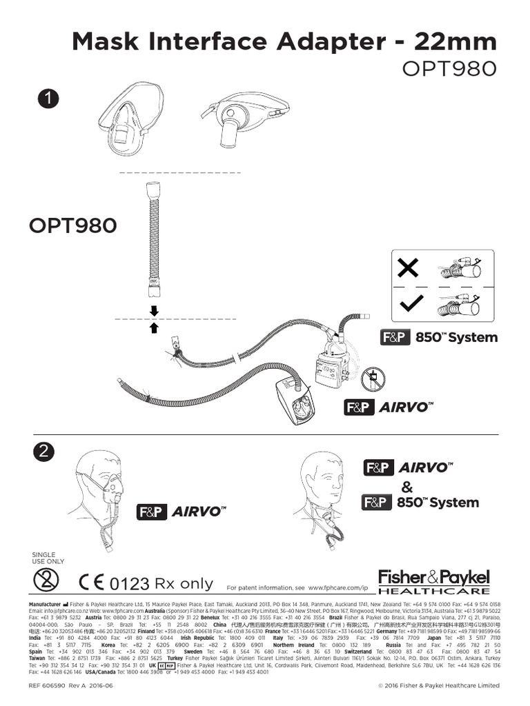 Airvo2 Optiflow Mask Adapter User Instruction | PDF