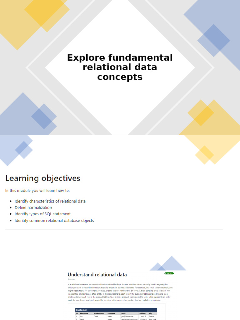 Azure Relational Database Concepts | PDF