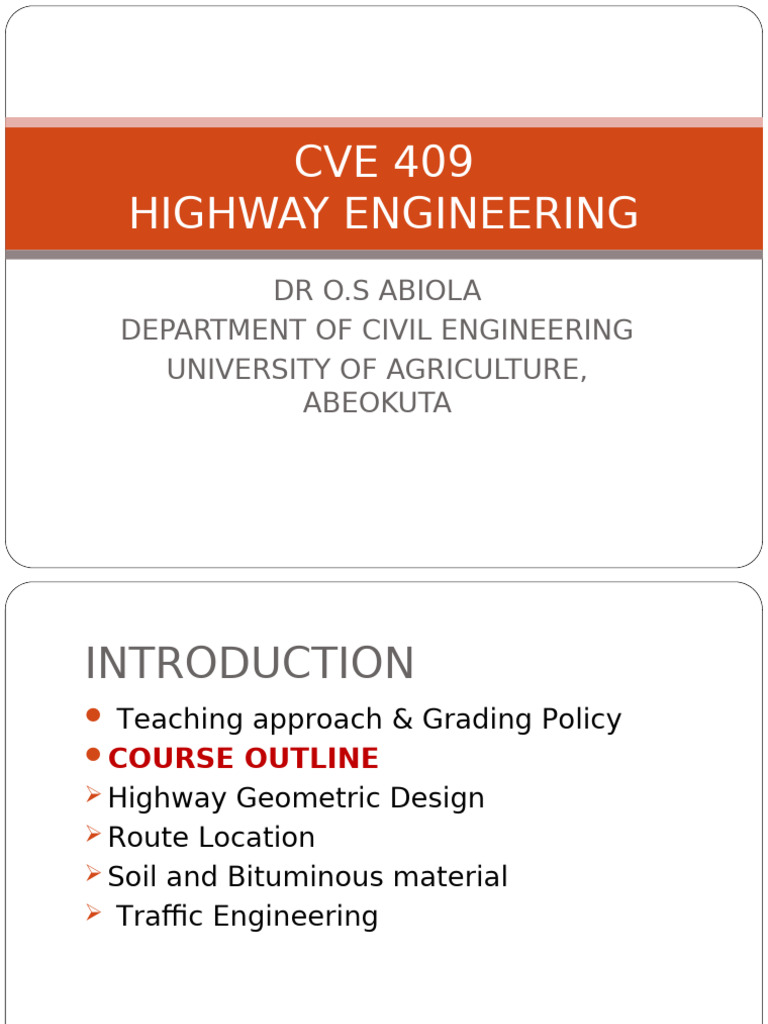 Highway Engineering Course Overview | PDF