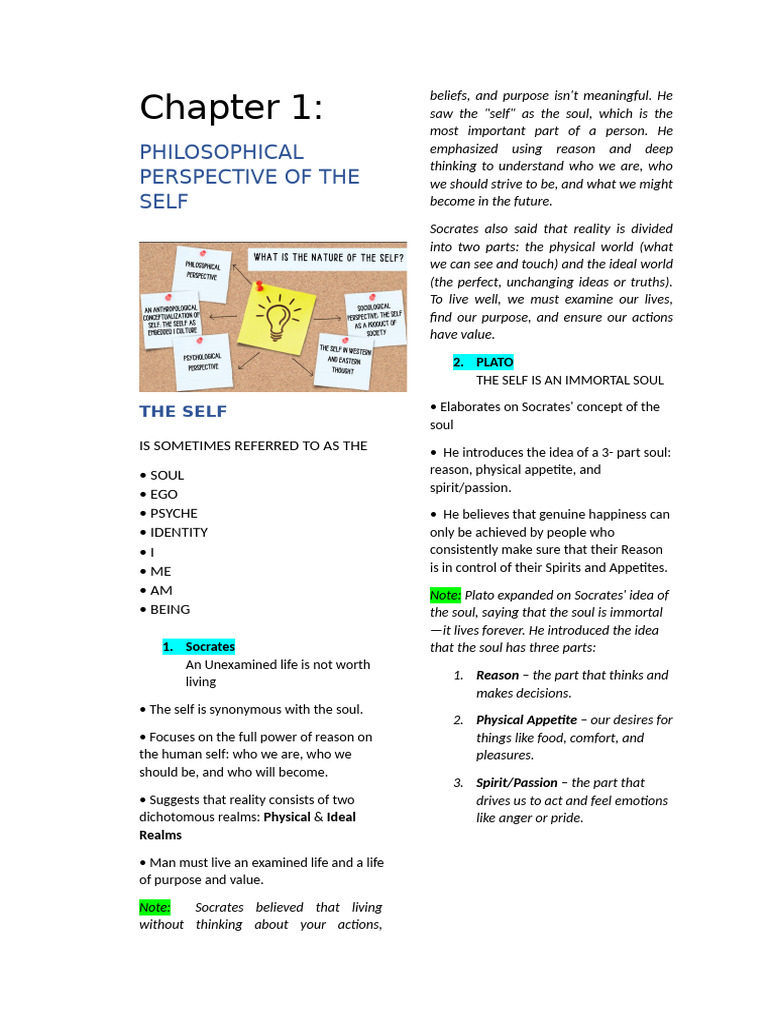 Philosophical Perspectives on the Self | PDF | Soul | Philosophy Of Self