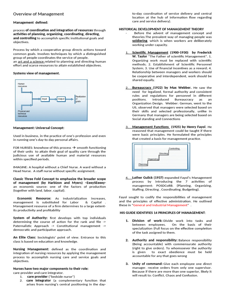 Overview of Nursing Management Concepts | PDF | Leadership