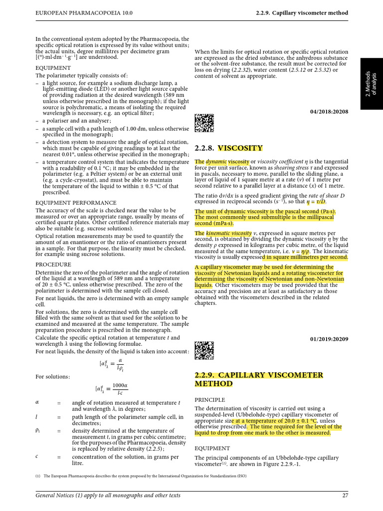 Capillary Viscometer Method Overview | PDF | Viscosity | Physical ...