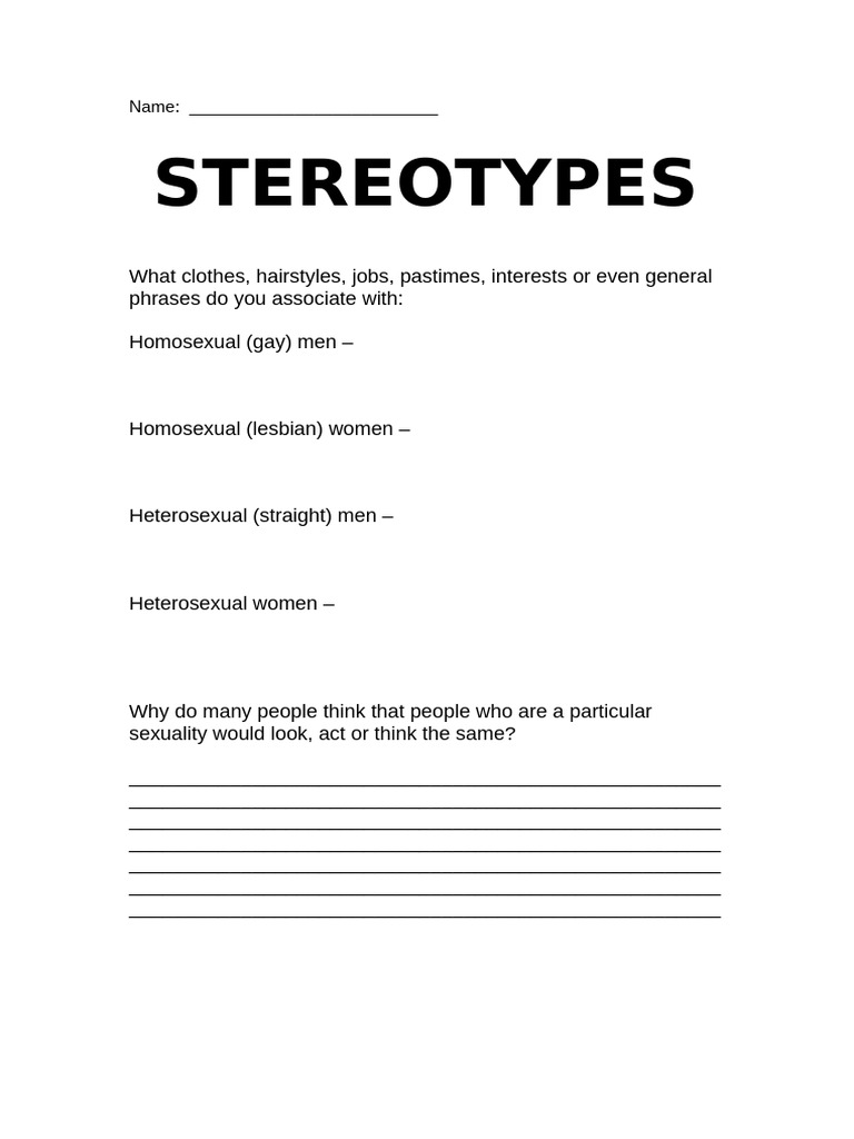 Exploring Gender and Sexuality Stereotypes | PDF
