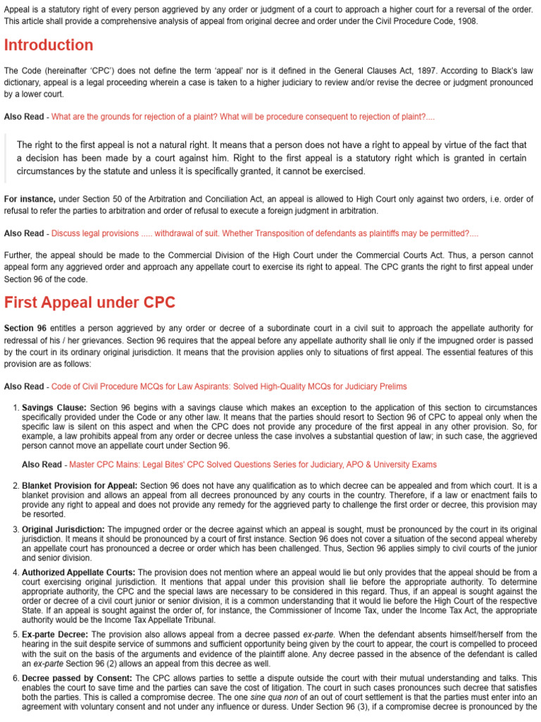 Appeal From Original Decree and Order - A Comprehensive Analysis | PDF ...