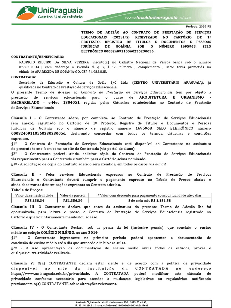 Termo de Adesão: Serviços Educacionais 2025 | PDF | Política de ...