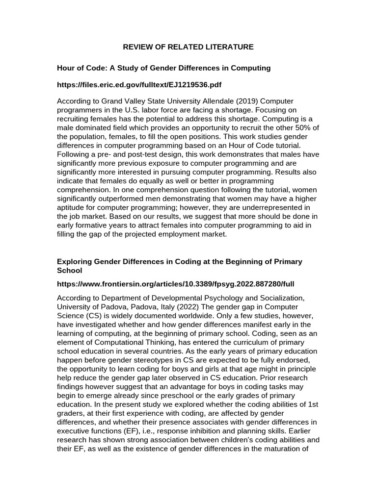 Gender Differences in Computer Programming | PDF | Sex Differences In ...