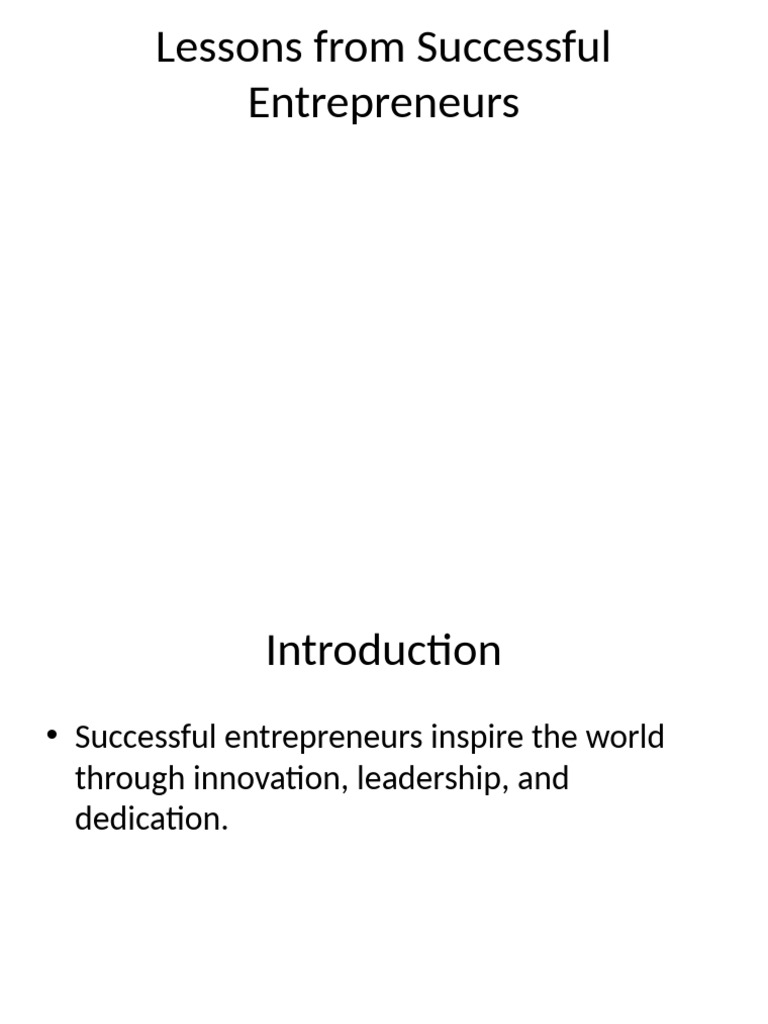 Lessons From Successful Entrepreneurs Pdf Entrepreneurship Economies