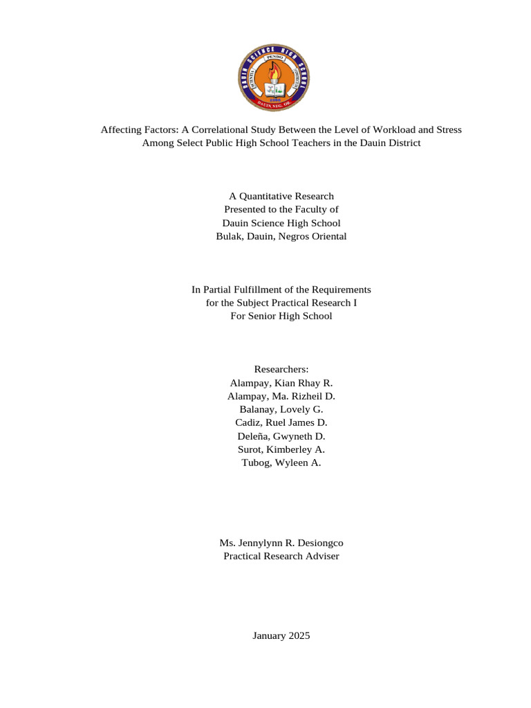 Workload and Stress in Dauin Teachers | PDF | Teachers