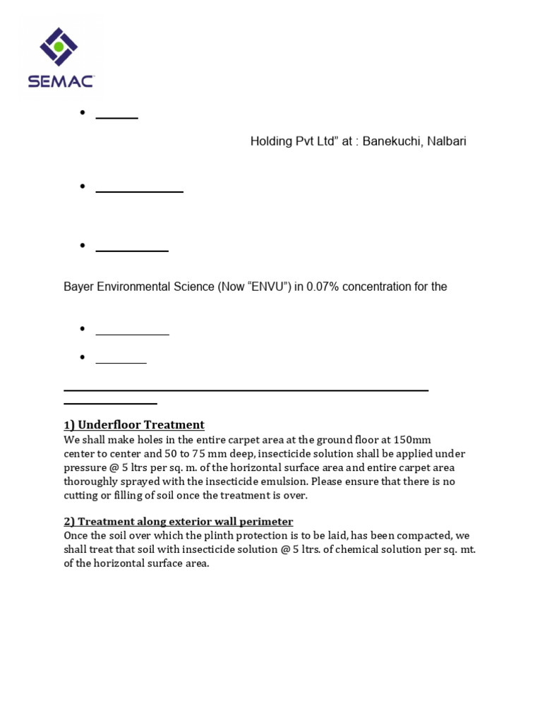 Pre-Construction Anti-Termite Treatment Guide | PDF
