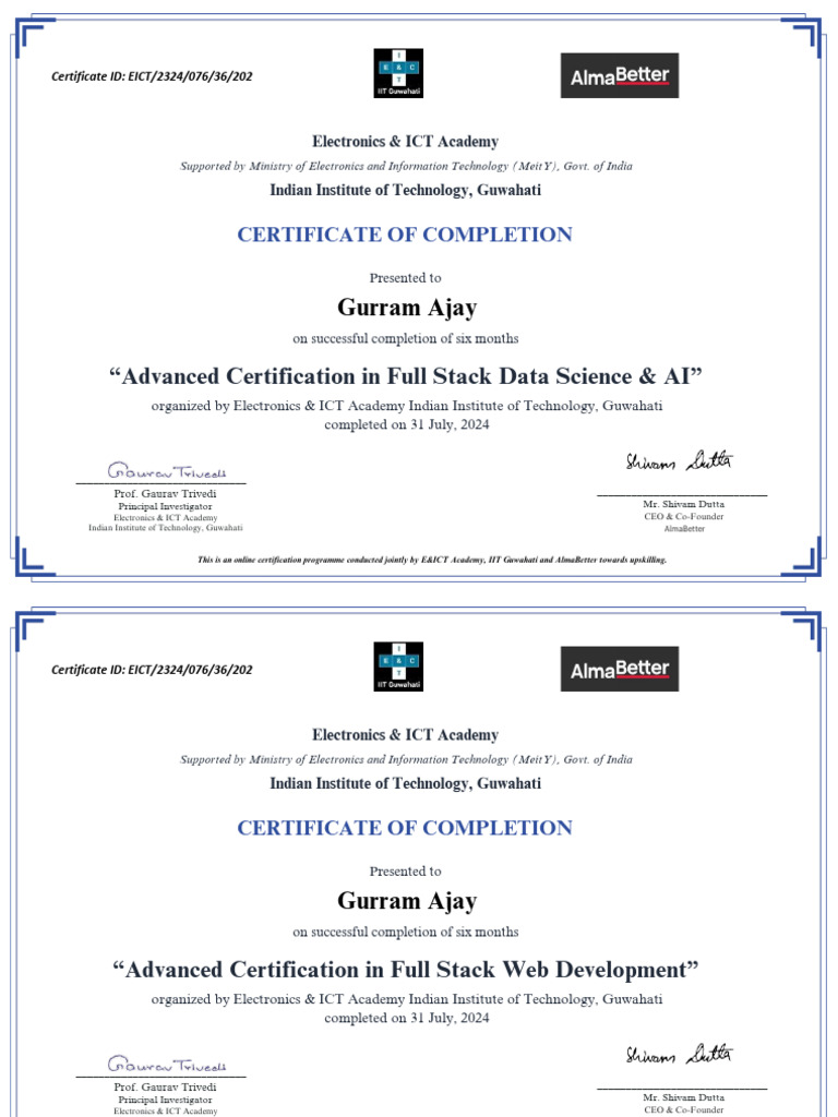 Advanced Certification in Data Science & AI | PDF