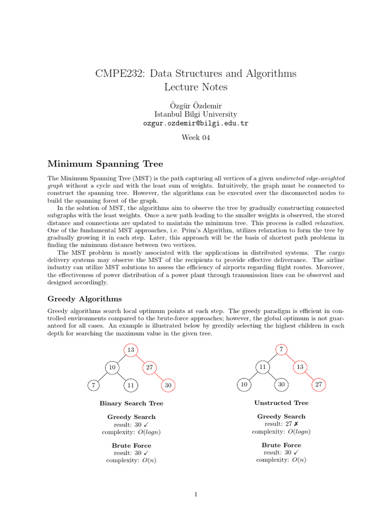Minimum Spanning Tree Algorithms | PDF | Graph Theory | Theoretical ...