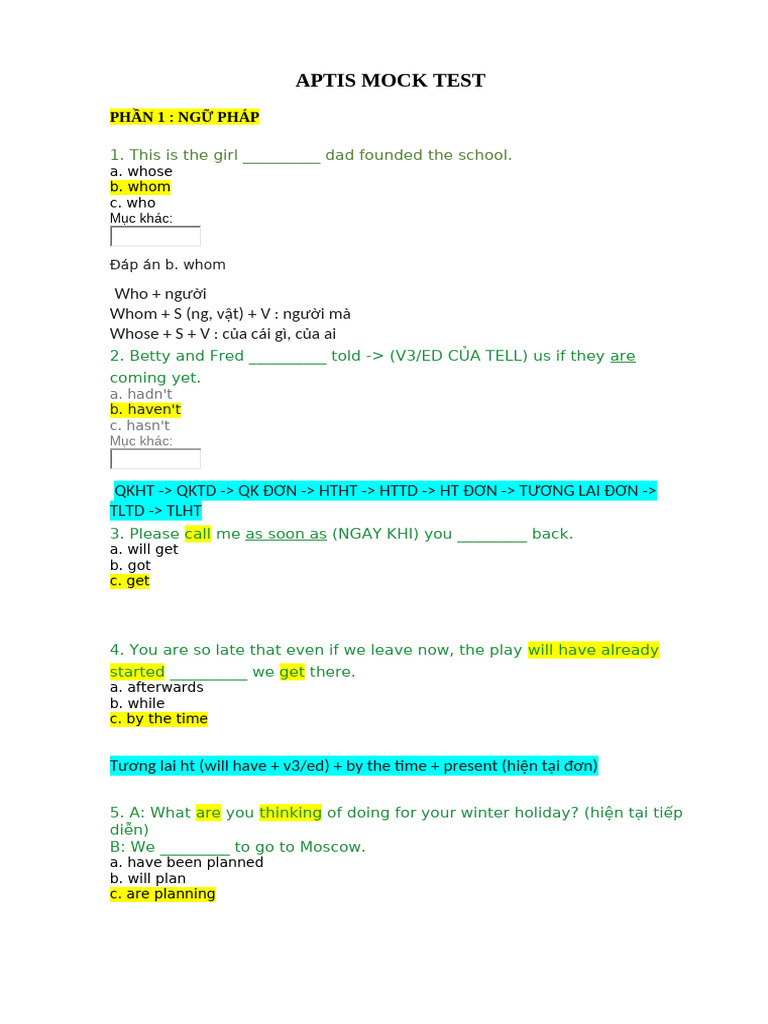 Aptis Mock Test | PDF