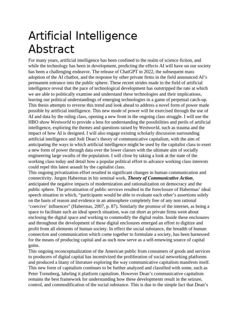 Artificial Intelligence Abstract | PDF