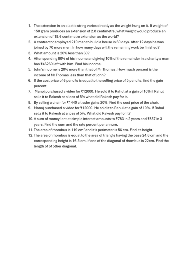 Mathematics Problems for Students | PDF