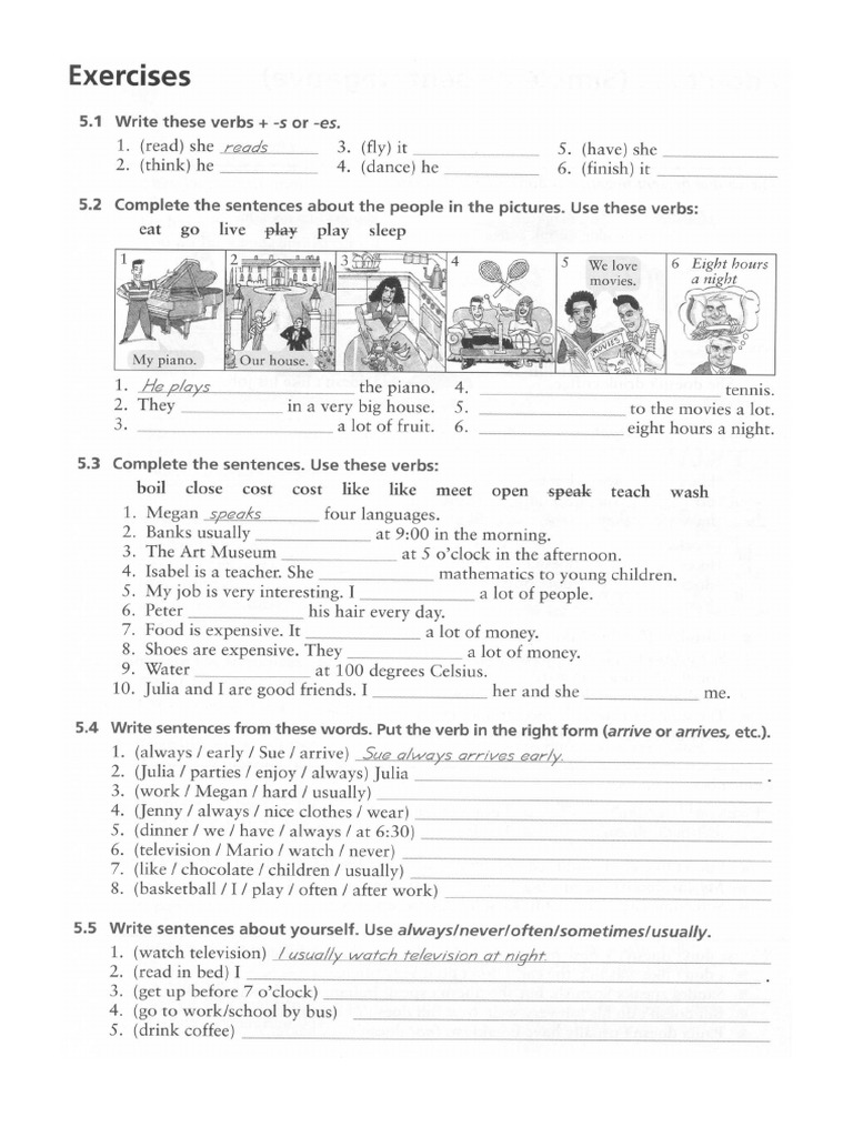 Simple Present Tense Exercises | PDF