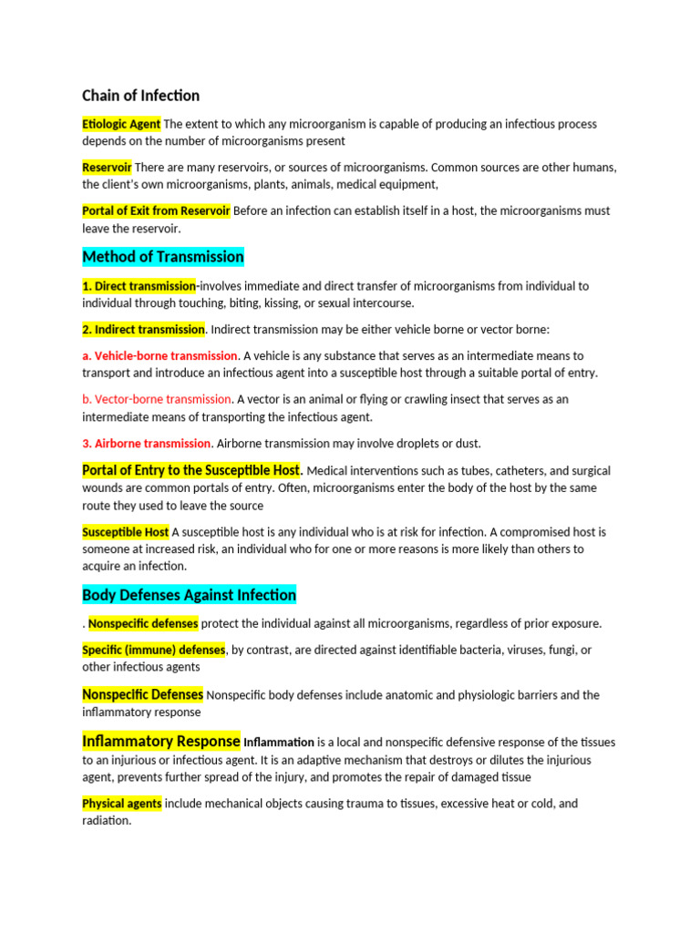 Understanding the Chain of Infection | PDF | Inflammation | Infection