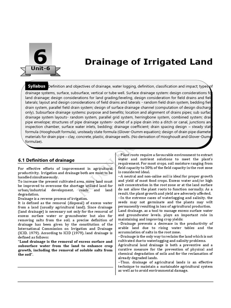 Chap 6 Final | PDF | Drainage | Soil