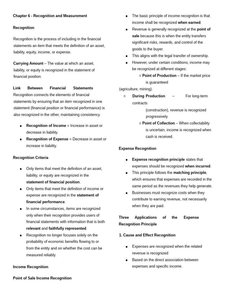 Recognition and Measurement in Accounting | PDF | Equity (Finance ...