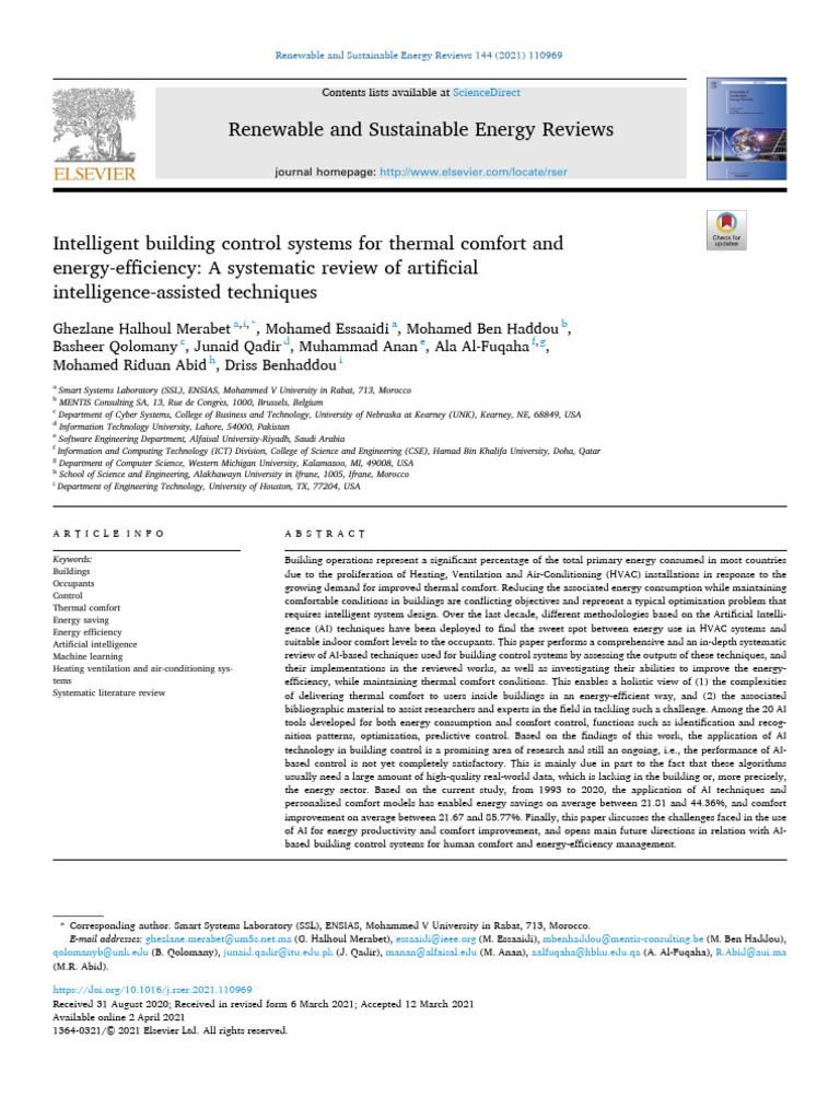 AI Techniques for Energy-Efficient Building Control | PDF | Artificial ...