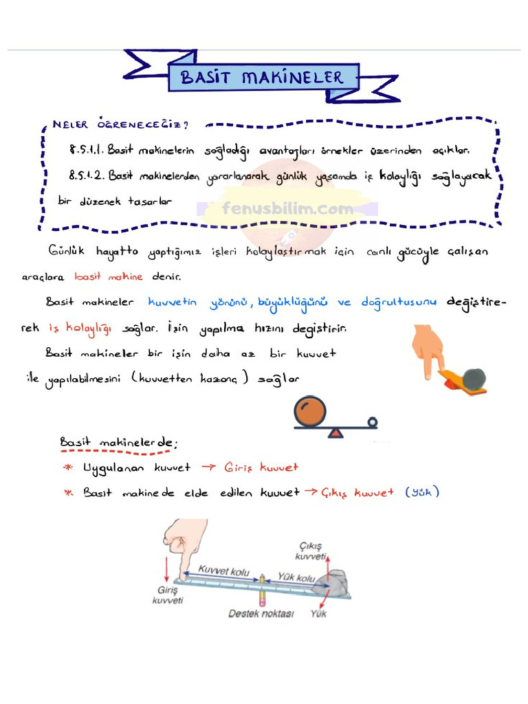 8.sinif Basit Makineler FENUSBILIM Ders Notu | PDF