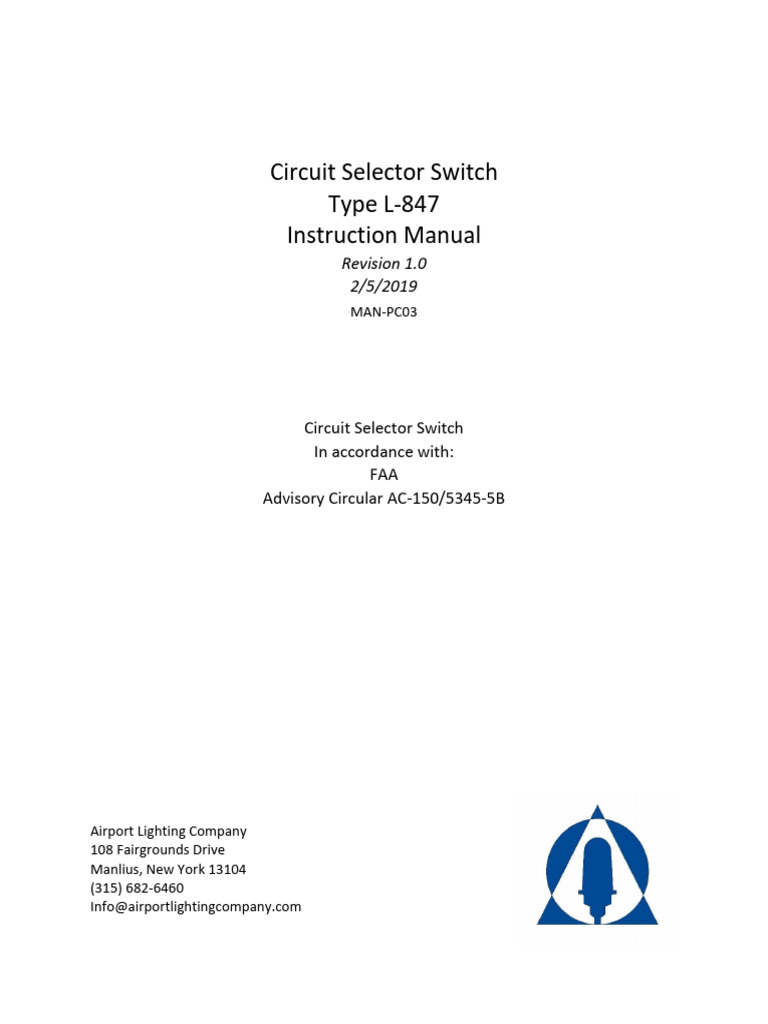 MAN PC03 Rev 1 L847 Circuit Selector Switch User Manual | PDF | Switch ...