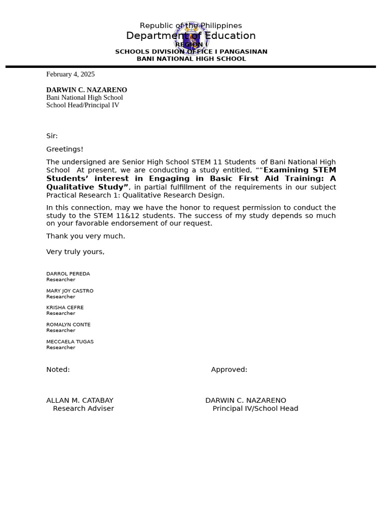 Permit To Conduct Study | PDF