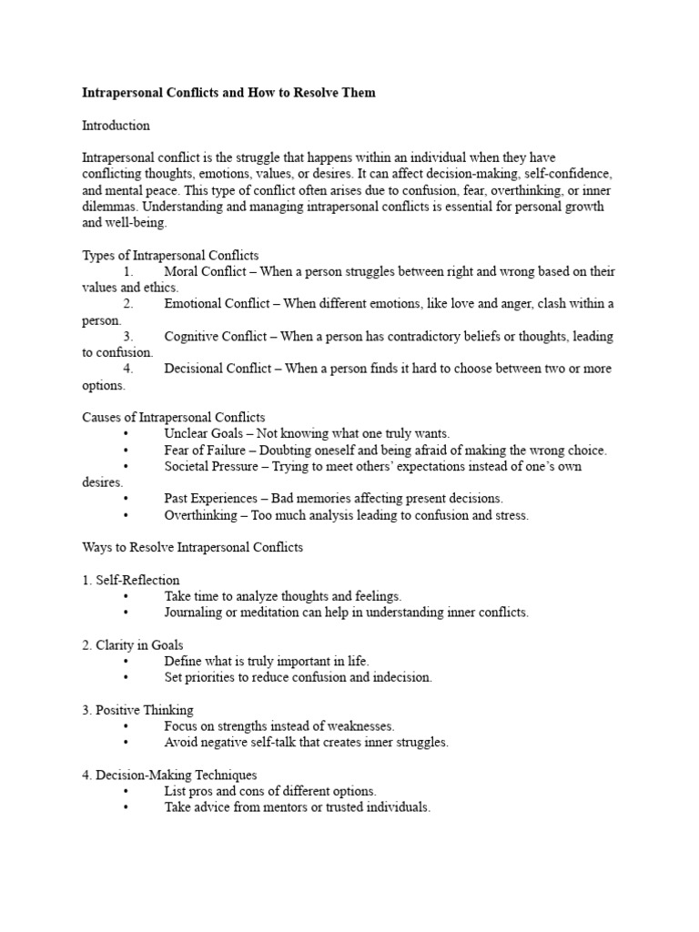Understanding Intrapersonal Conflict | PDF | Thought | Decision Making