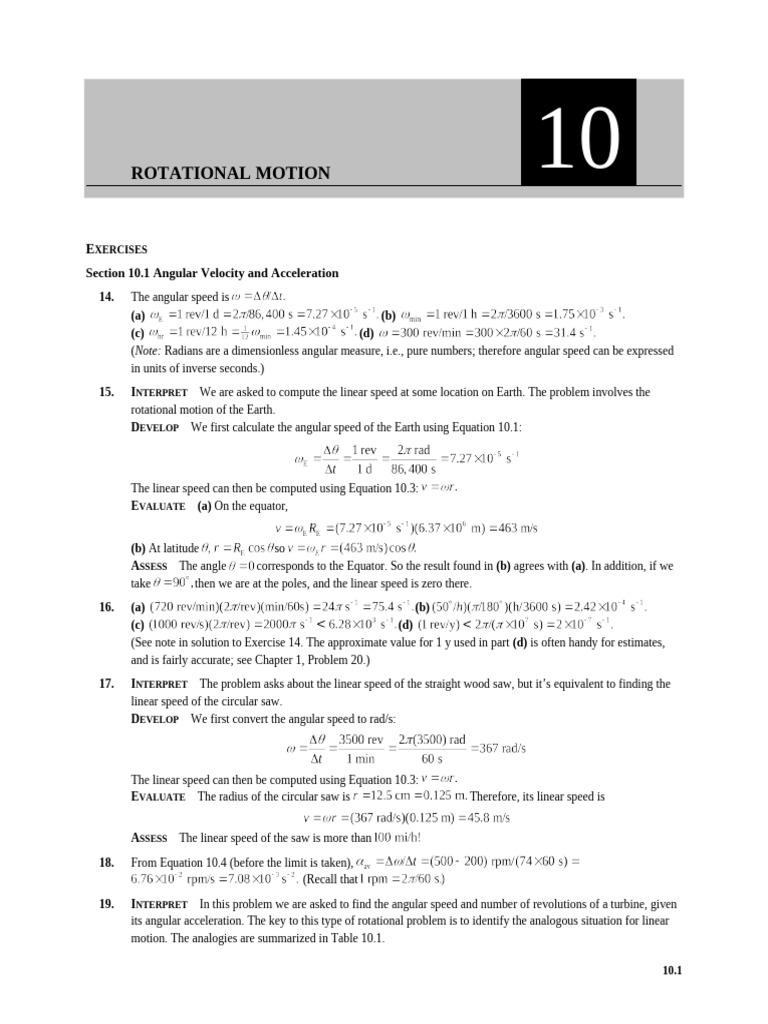 Rotational Motion Exercises and Concepts | PDF | Rotation Around A ...