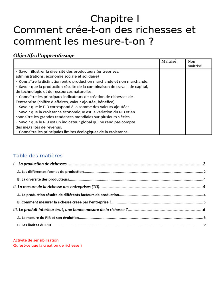 Création et mesure de la richesse | PDF | Produit intérieur brut | Richesse