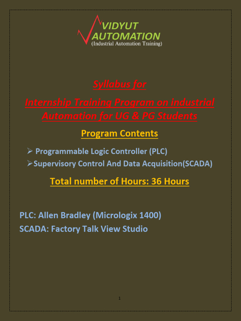 SCADA and PLC Internship Syllabus | PDF | Programmable Logic Controller ...