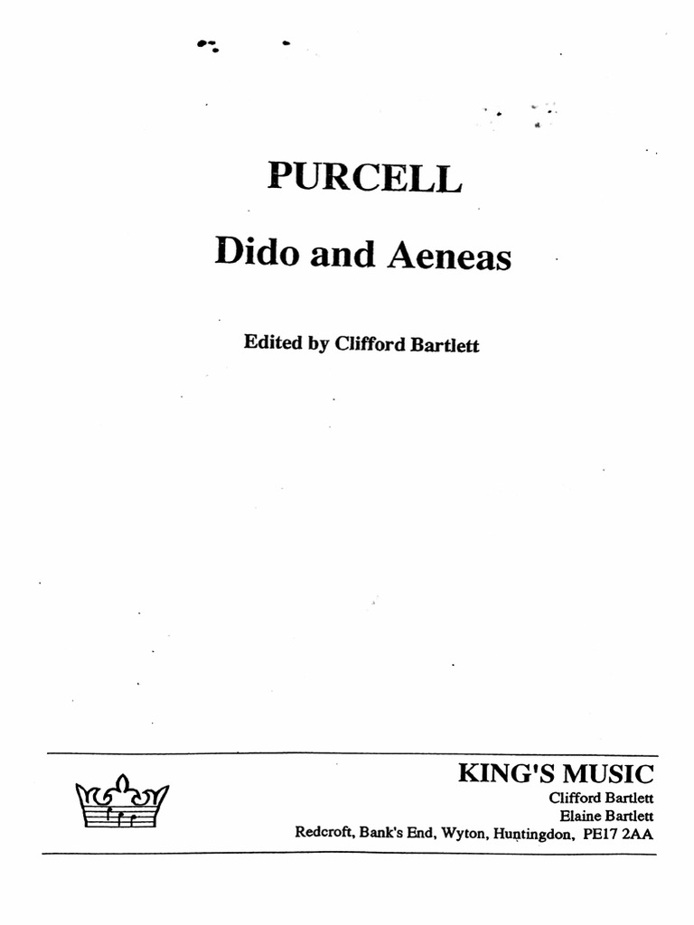 Purcell S Dido And Aeneas Overview Pdf Clef
