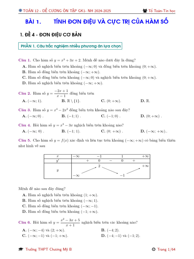 12 de Cuong on Tap Giua Hoc Ki 1 De | PDF