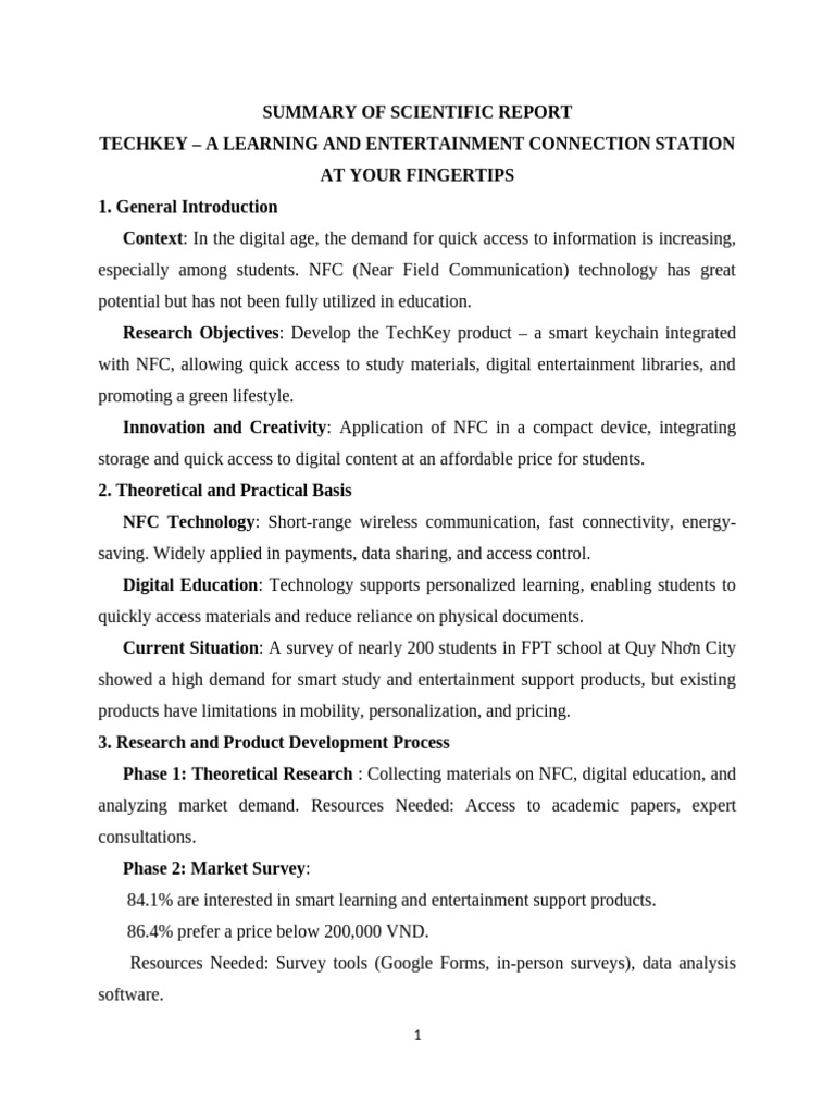 The Scientific Report For Techkey | PDF