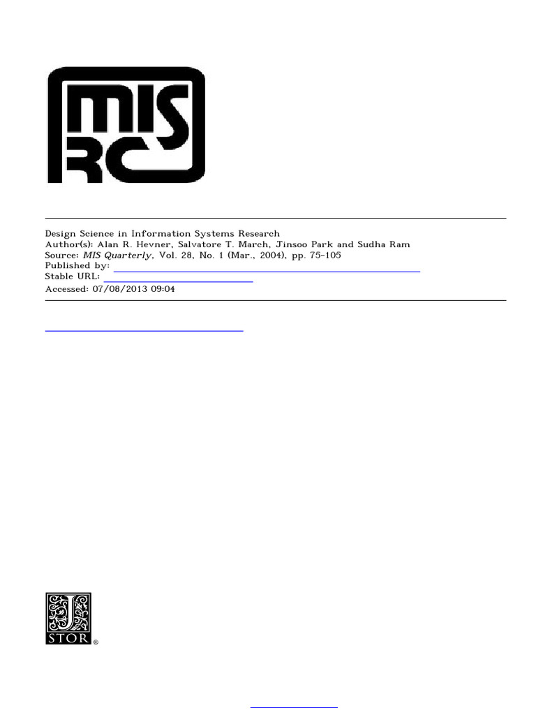 Design Science Information Systems Research | PDF | Science | System