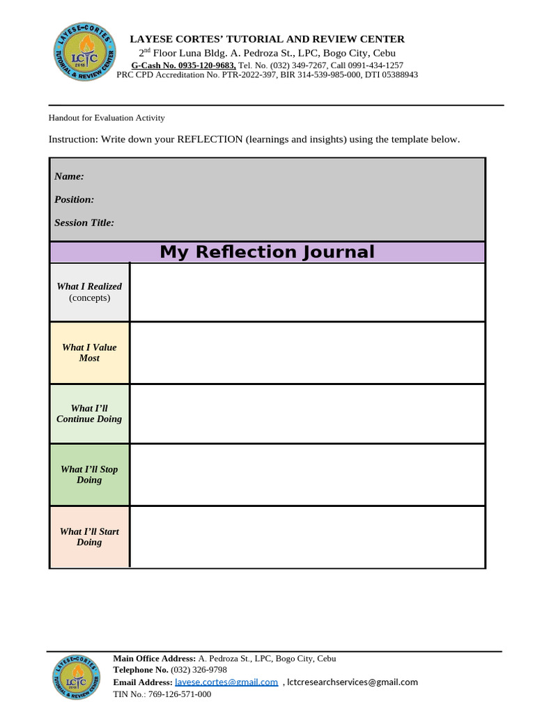 Layese Cortes Reflection Journal Guide | PDF