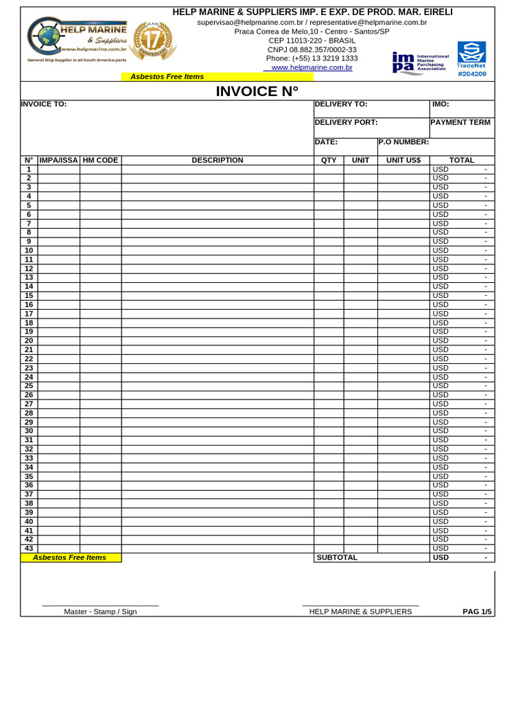 Invoice for Asbestos Free Items | PDF | Banking