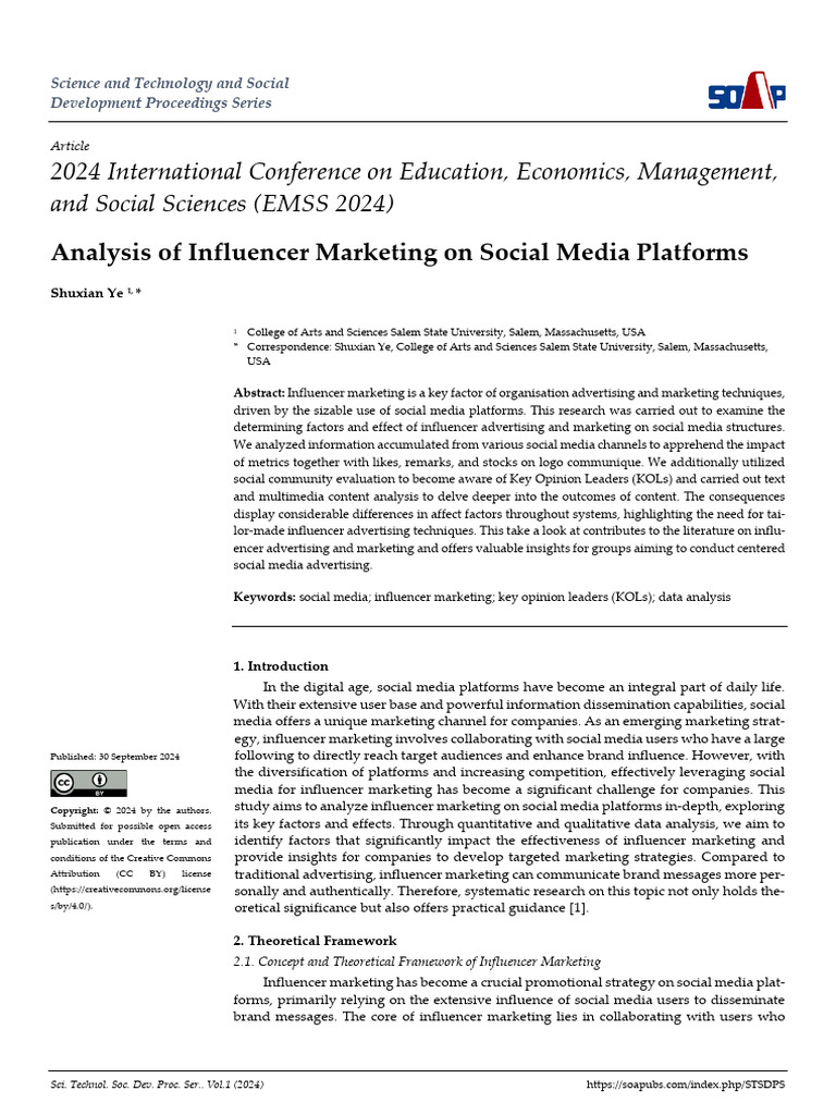 Analysis of Influencer Marketing on Social Media P | PDF | Social Media ...