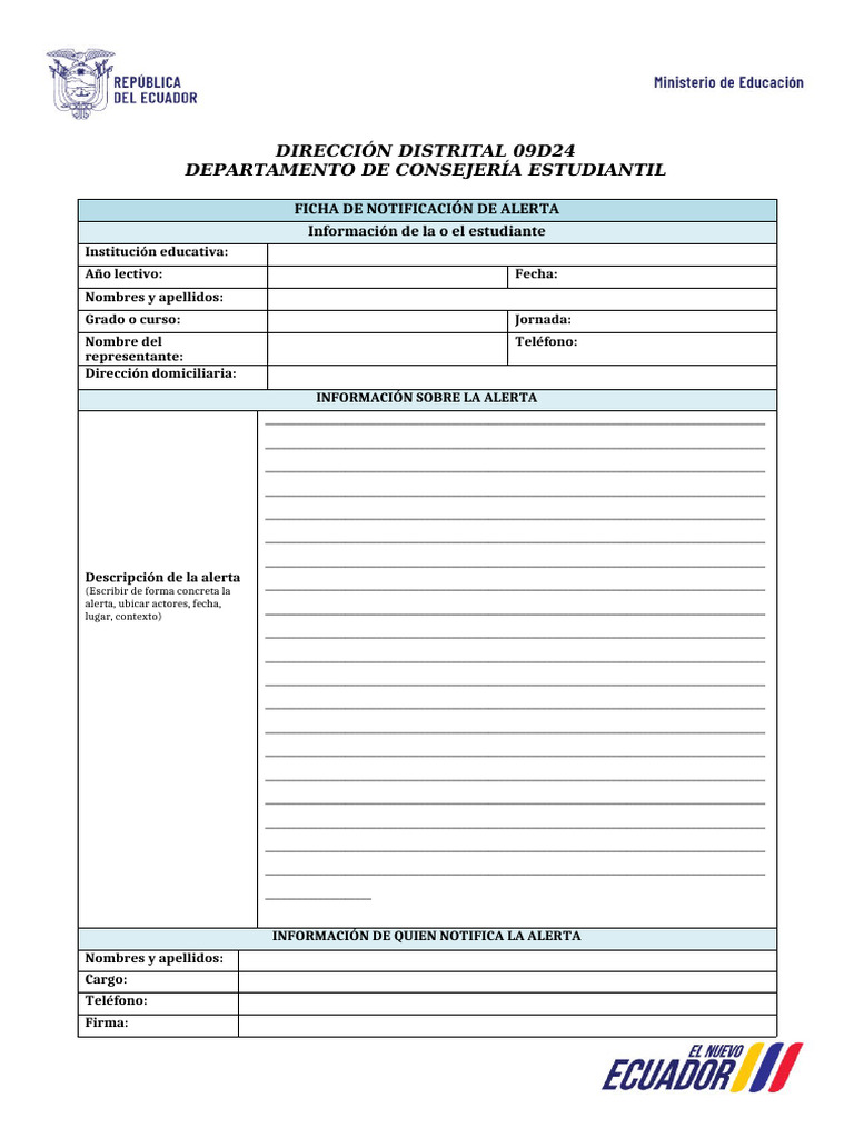 Ficha de Alerta | PDF