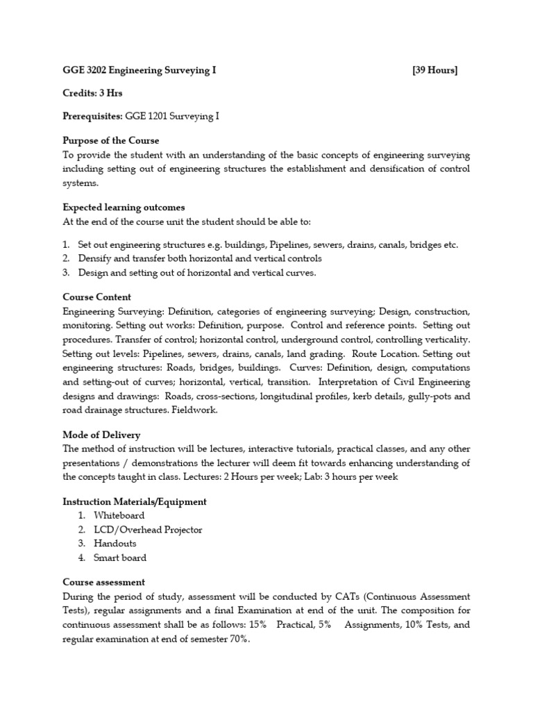 Engineering Surveying Course Overview | PDF | Surveying