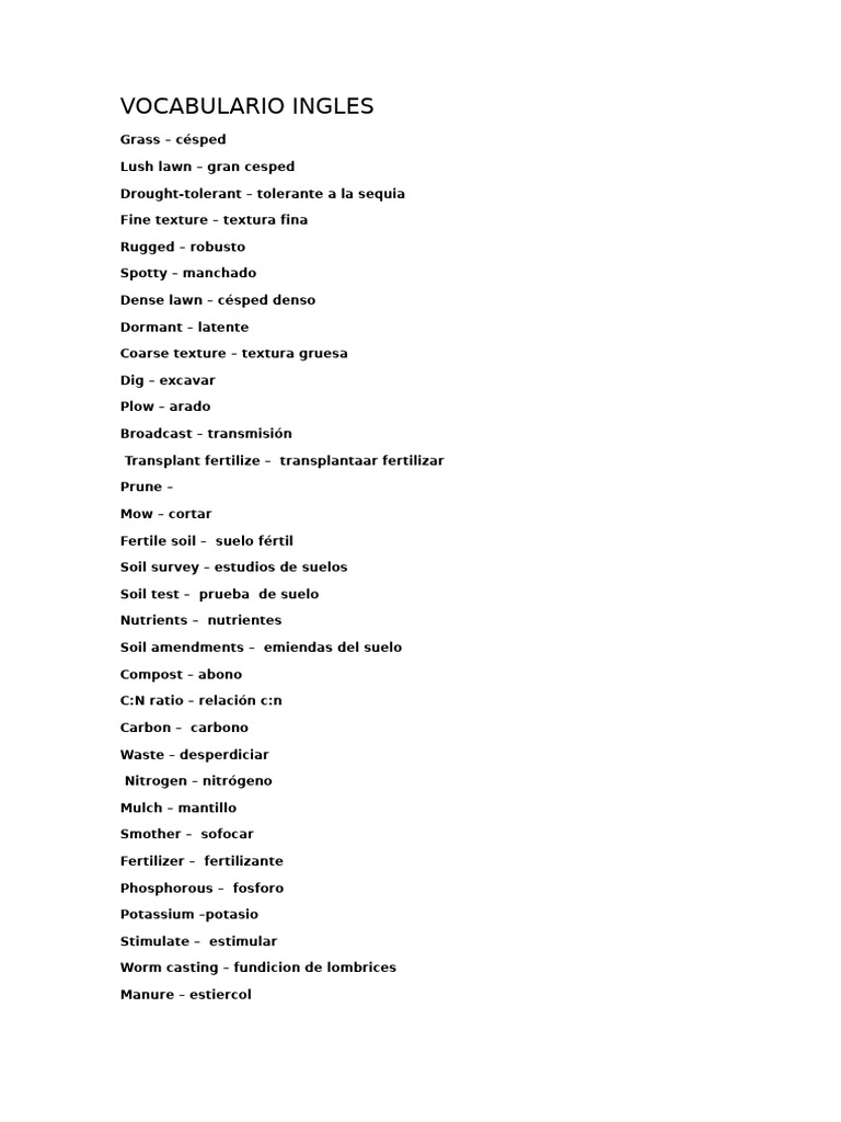 Vocabulario Ingles Pdf