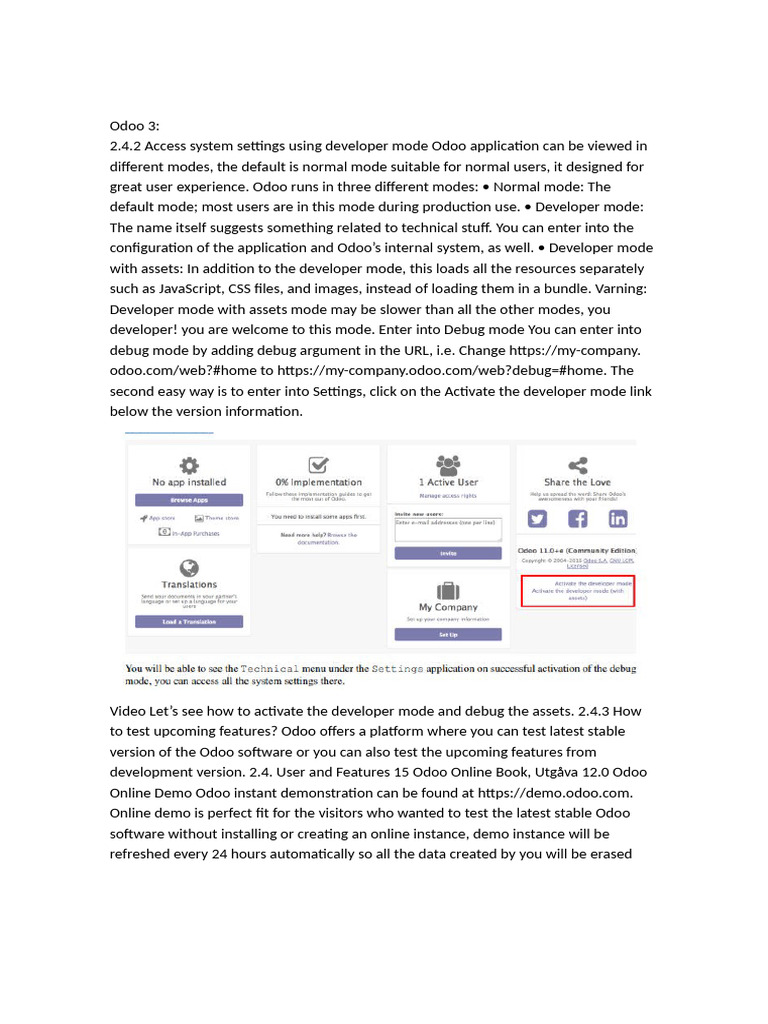 Odoo Developer Mode Overview | PDF