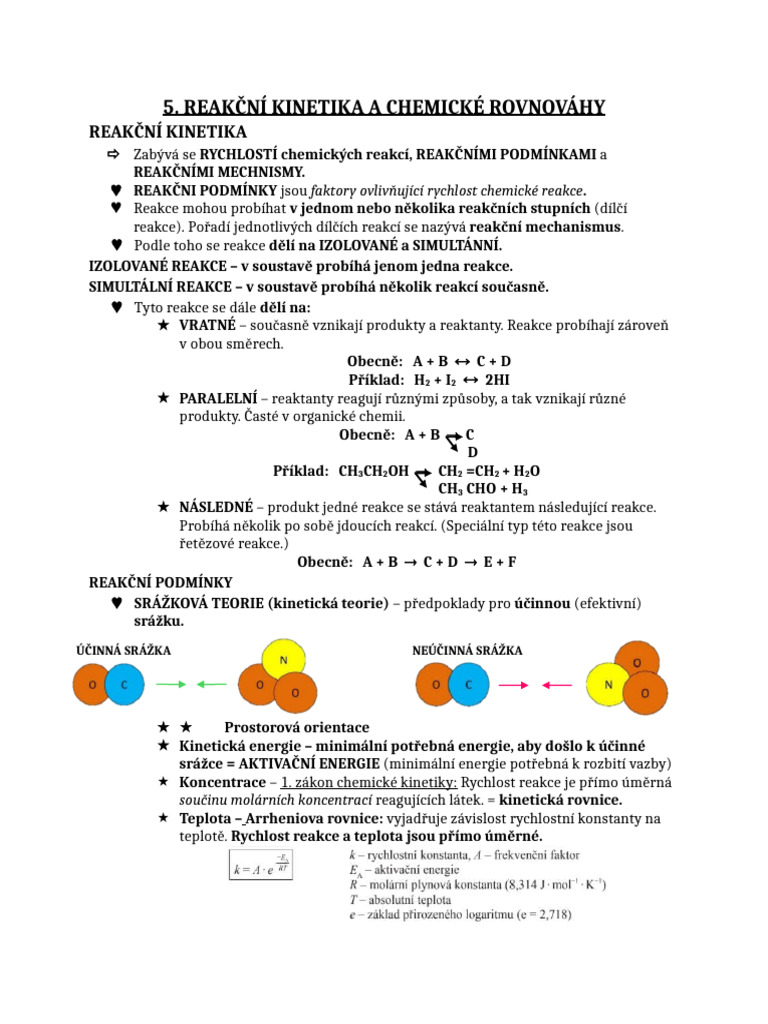 5. Reakční kinetika a chemické rovnováhy | PDF